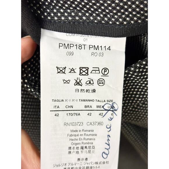 Armani Collezioni Wool Blend Straight Leg Trouser Black/White Women's Size US 6 - Picture 4 of 5